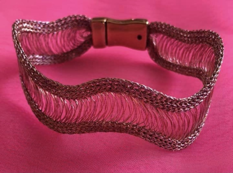 Bracelet en laiton, cuivre, fermoir aimanté