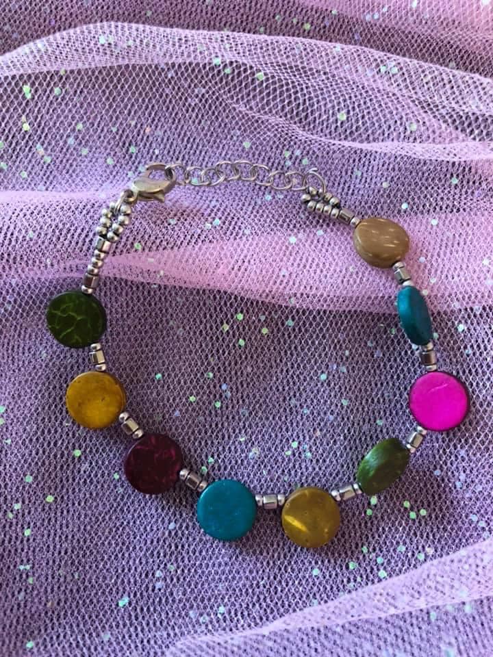 Bracelet perle bois et verre
