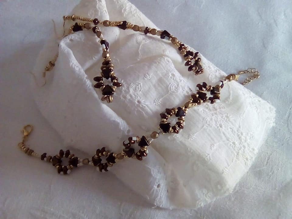 Parures bracelet et boucles d'oreilles choco
