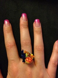 Bague gourmandise réglable Donut, bonbons, rocaille