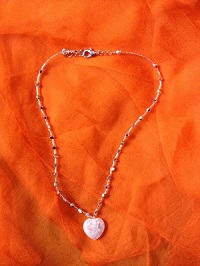 Collier coeur cristal de roche, perles de bohème, swarovsky