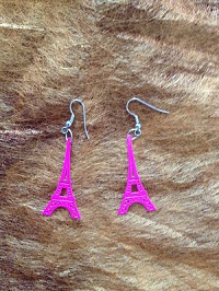 Boucles d'oreille rose Tour Eiffel
