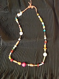 Collier sautoir multicolore bois os céramique